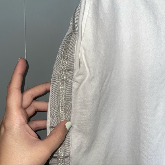 Zadig & Voltaire Pomelo Lin White Linen Blend Pants with Sparkle Stripe US XS - Picture 2 of 7